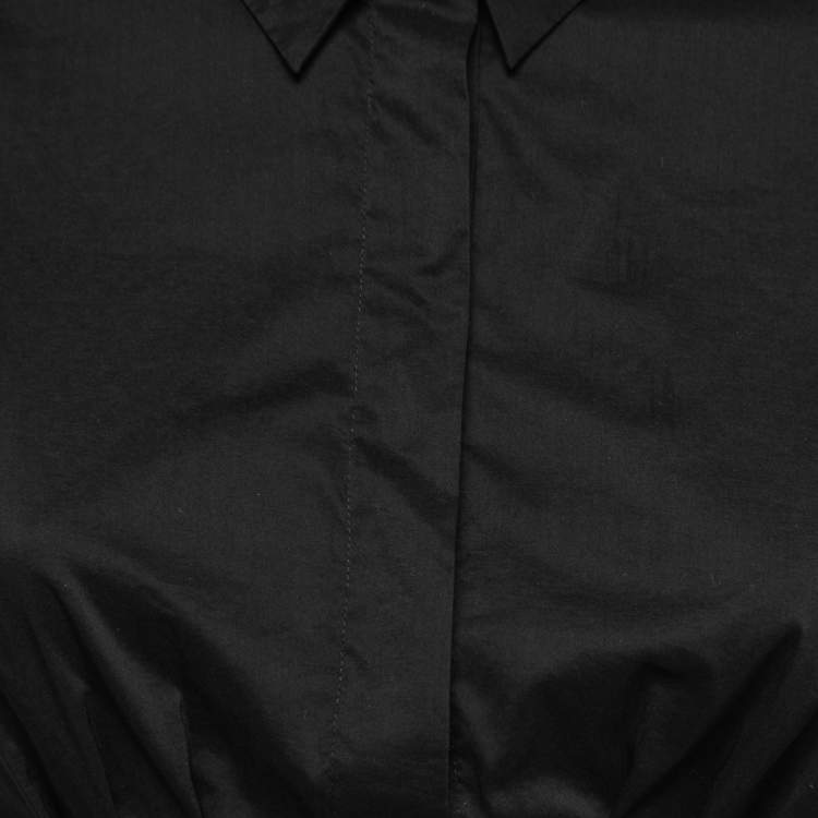 Pre Owned Prada Black Cotton Bow Detail Button Front Shirt S