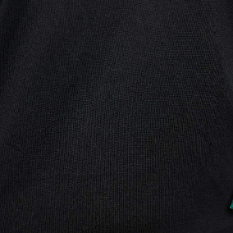 Pre Owned Prada Black Cotton Knit Floral Applique T-Shirt S