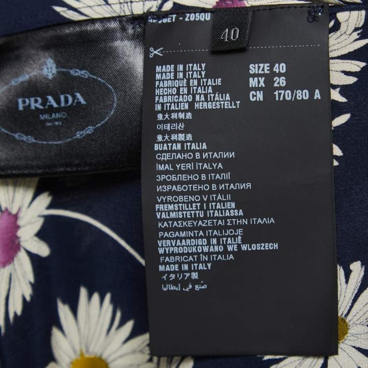 Pre Owned Prada Navy Blue Floral Printed Silk Shirt S