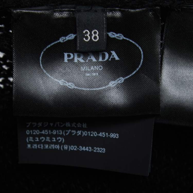 Pre Owned Prada Black Wool Openwork Turtleneck Sweater S