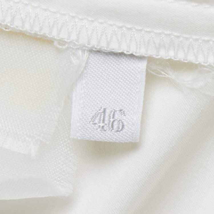 Pre Owned Prada White Cotton Front Slit Detail Skirt L
