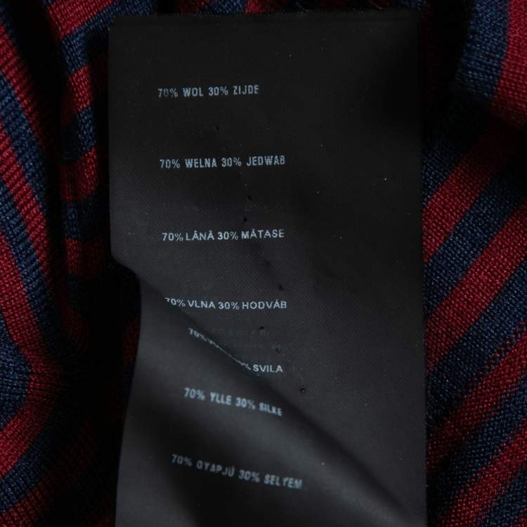 Pre Owned Prada Red/Blue Knit Long Sleeve Top XS