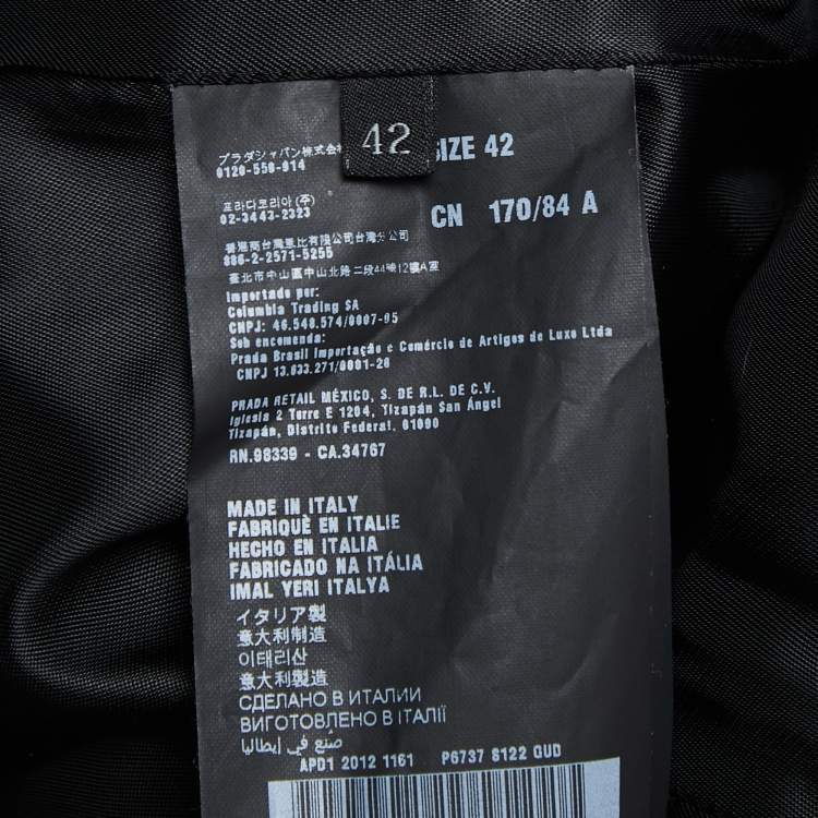 Pre Owned Prada Black Wool Button Front Coat M