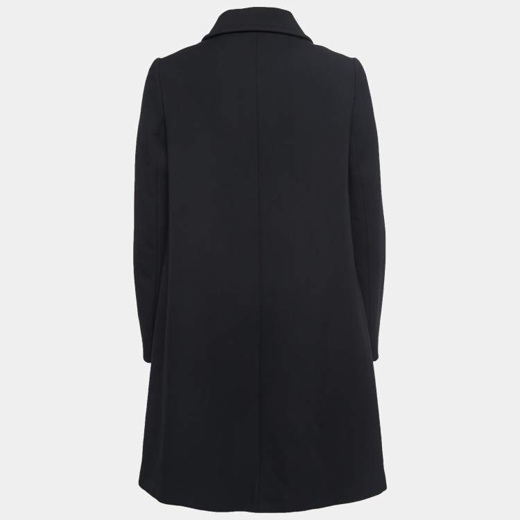 Prada Black Wool Button Front Coat M Prada | TLC