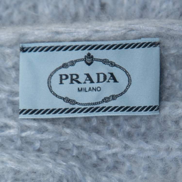 Pre Owned Prada Light Blue Cable Knit High Neck Sweater Vest M