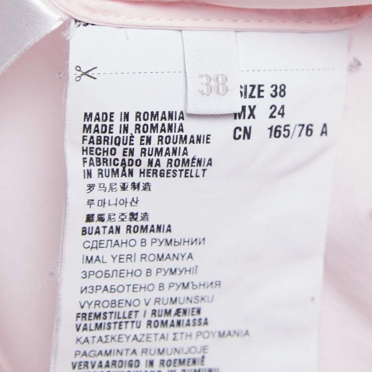 Pre Owned Prada Light Pink Stretch Cotton Ruffled Top S