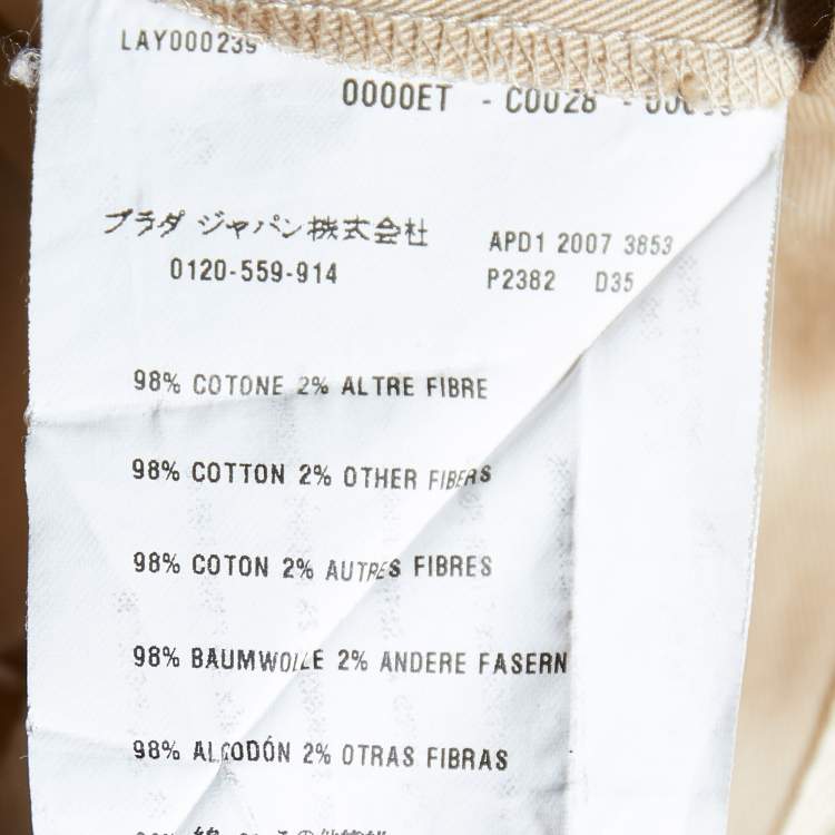 Pre Owned Prada Beige Cotton Tapered Leg Trousers M