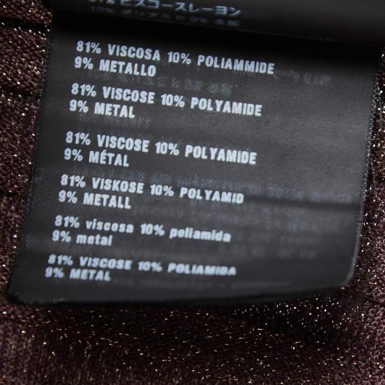 Pre Owned Prada Purple Lurex Stretch Rib Knit Midi Dress S