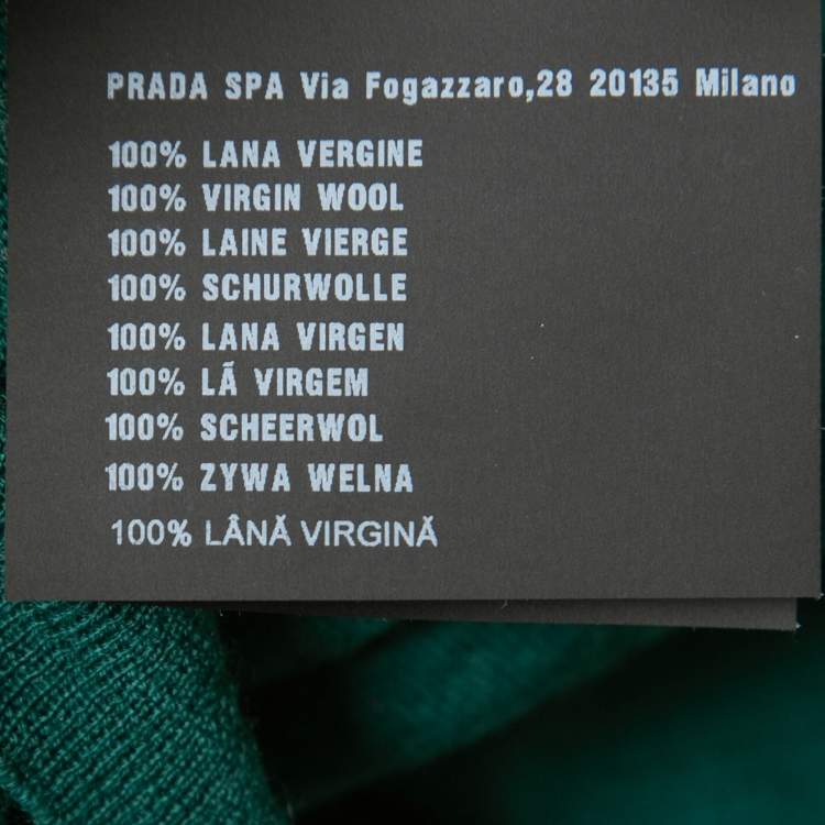 Pre Owned Prada Green Wool Knit Crew Neck Jumper S