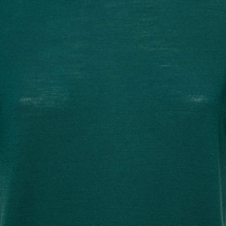 Pre Owned Prada Green Wool Knit Crew Neck Jumper S