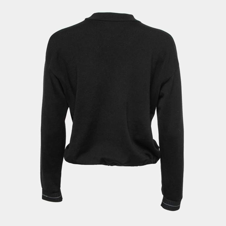 Pre Owned Prada Black Knit & Nylon Logo Patch Sweatshirt S
