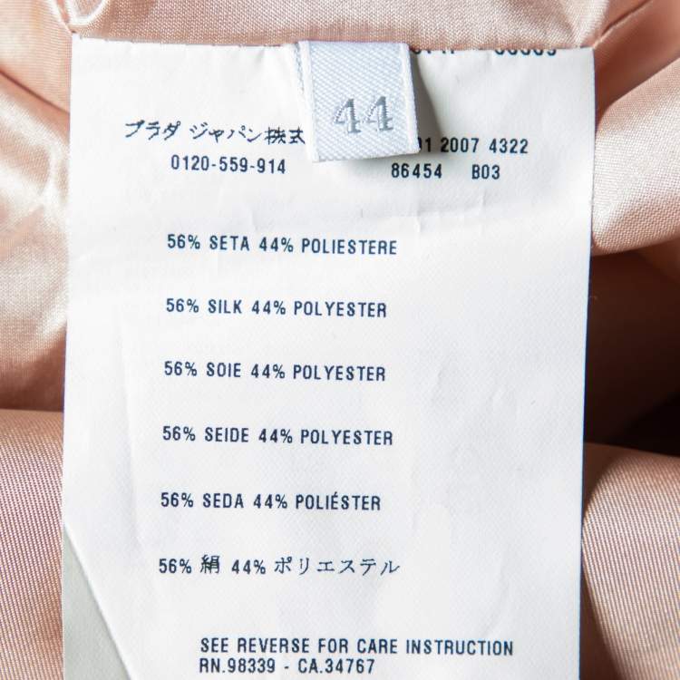 Pre Owned Prada Light Pink Silk Double Breasted Trench Coat M
