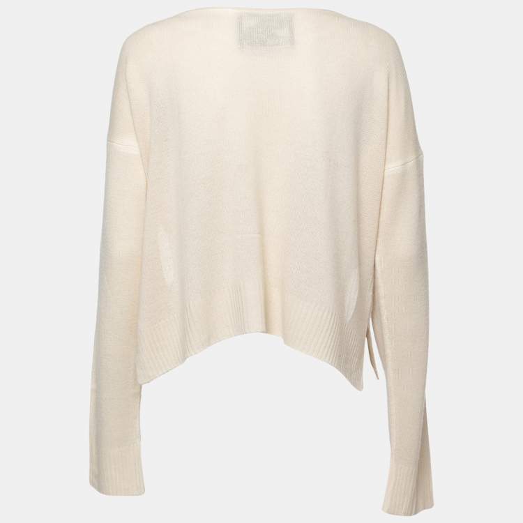 Pre Owned Prada Cream Cashmere Stencil Comic Sweater M
