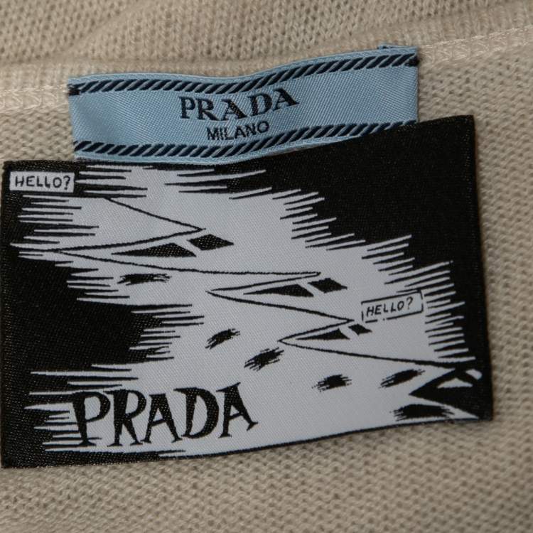 Pre Owned Prada Cream Cashmere Stencil Comic Sweater M