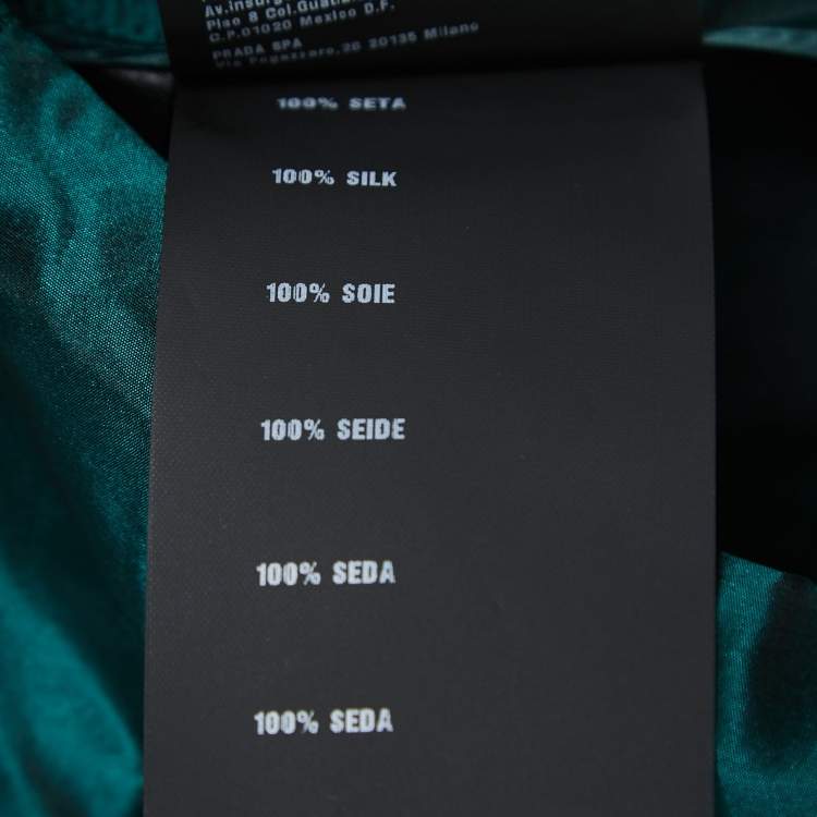 Pre Owned Prada Dark Green Taffeta Silk Pleated Midi Skirt M