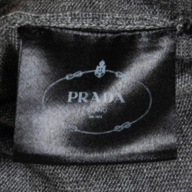 Pre Owned Prada Grey Knit Long Sleeve Open Back Sweater M