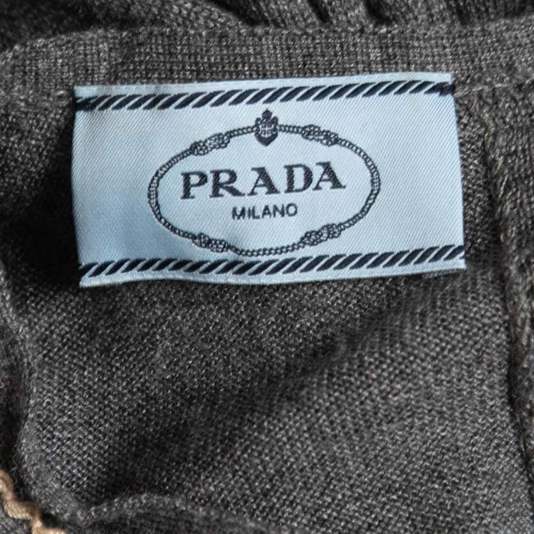 Pre Owned Prada Grey Knit Long Sleeve Open Back Sweater M