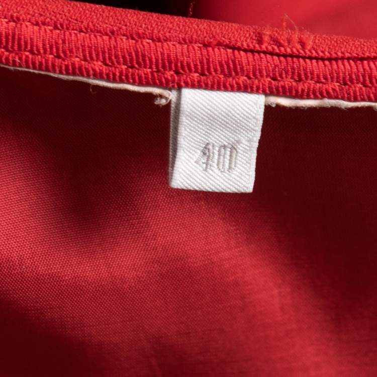Pre Owned Prada Red Crepe Flared Mini Skirt S