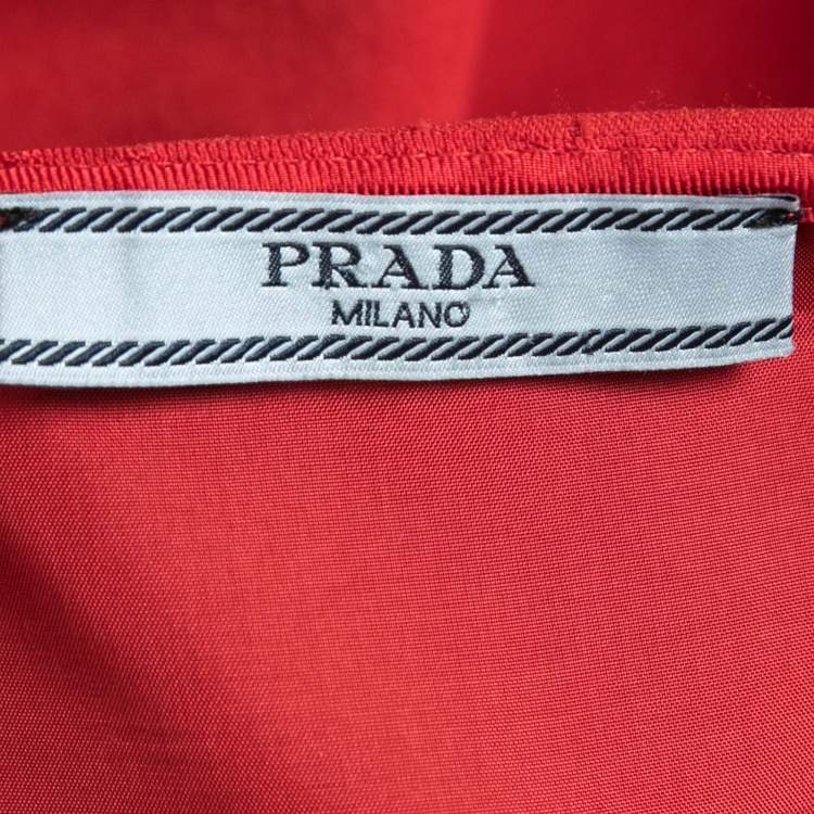Pre Owned Prada Red Crepe Flared Mini Skirt S