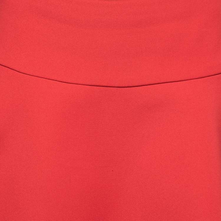 Pre Owned Prada Red Crepe Flared Mini Skirt S