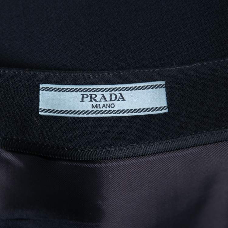 Pre Owned Prada Navy Blue Wool Knee Length Skirt S