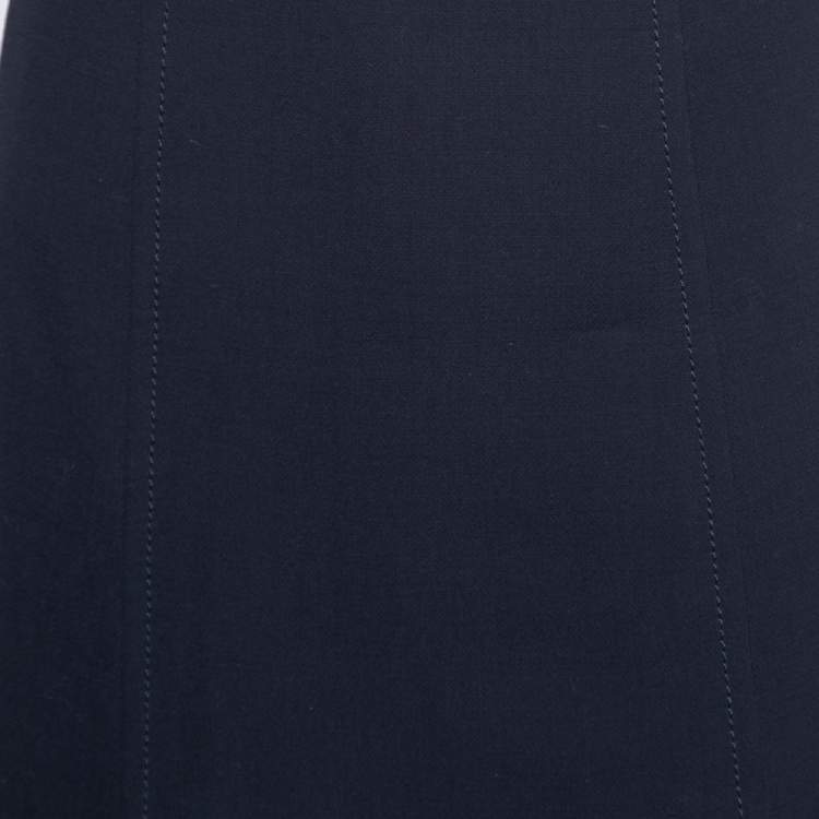 Pre Owned Prada Navy Blue Wool Knee Length Skirt S