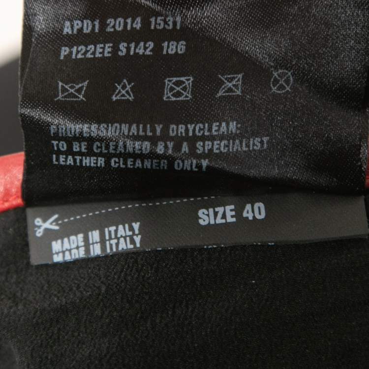 Pre Owned Prada Black Crepe Leather Trimmed Knee Length Skirt S