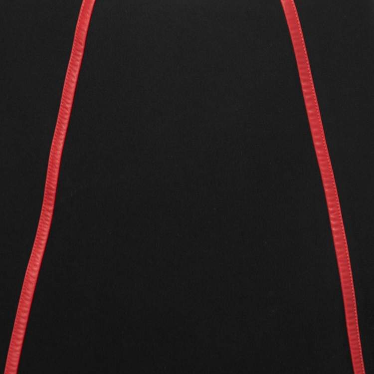 Pre Owned Prada Black Crepe Leather Trimmed Knee Length Skirt S