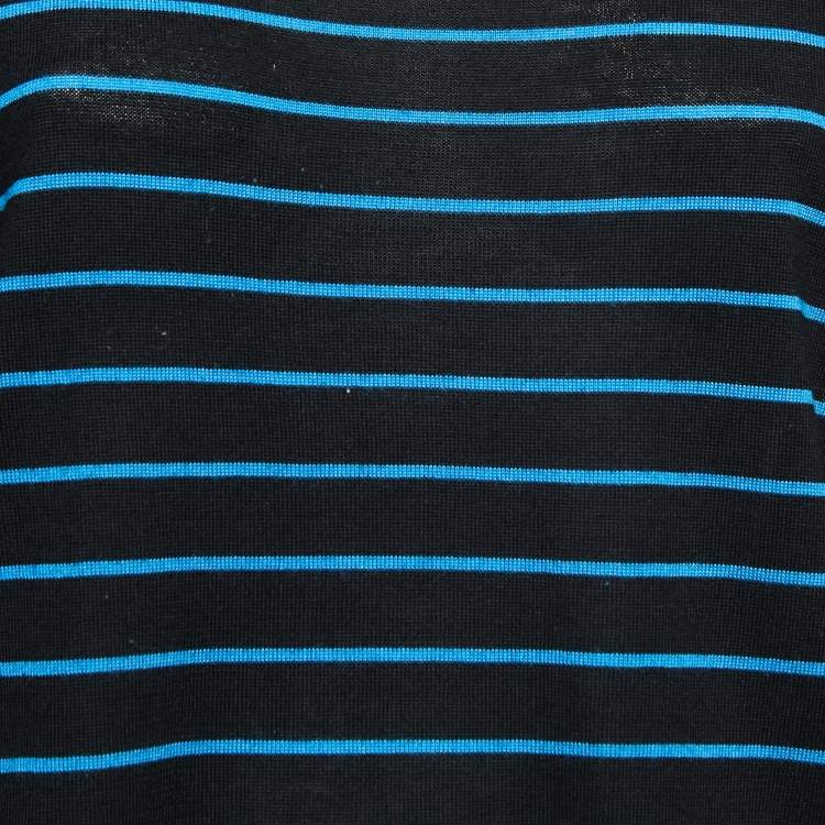 Pre Owned Prada Black Striped Knit T-Shirt M