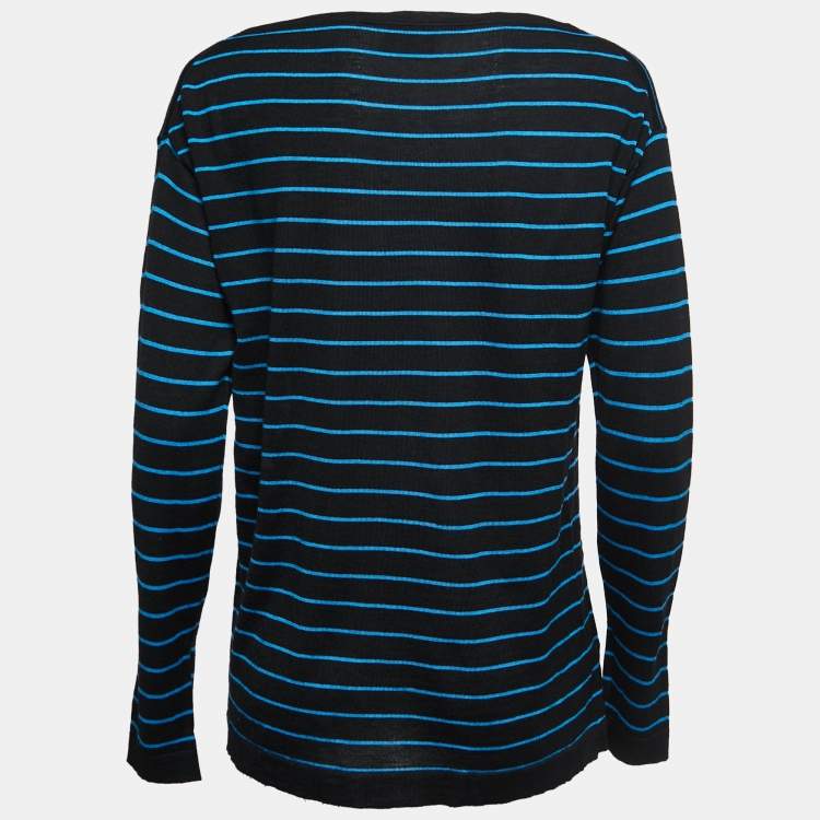 Pre Owned Prada Black Striped Knit T-Shirt M