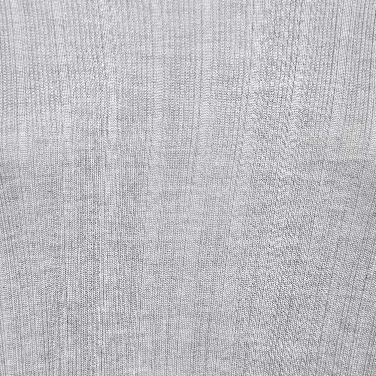 Pre Owned Prada Grey Stretch Knit Crew Neck Sweater M