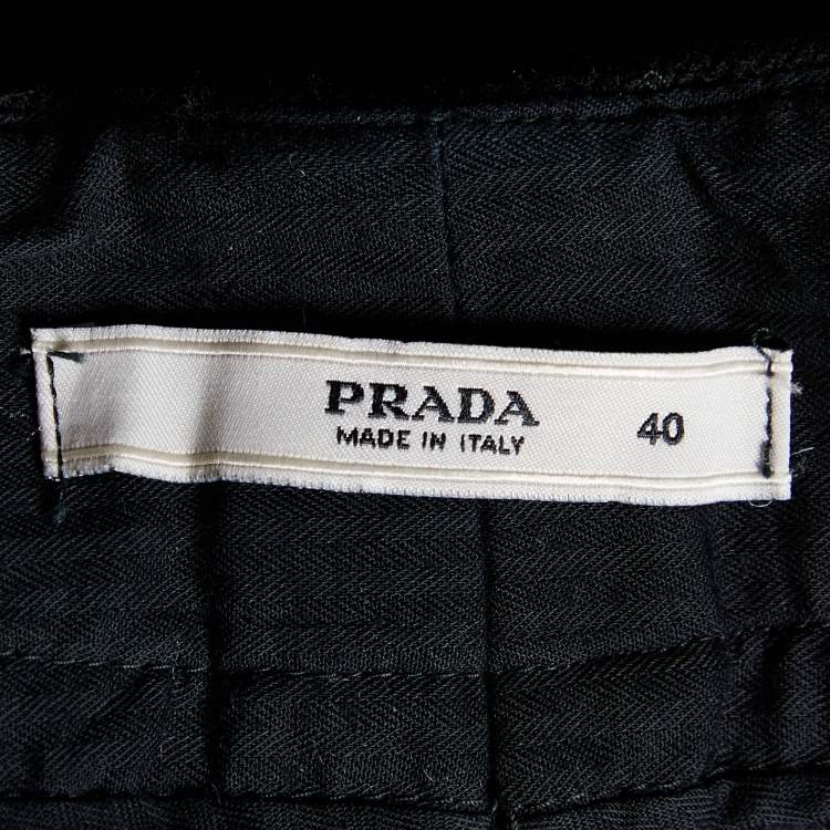 Pre Owned Prada Black Wool Tapered Leg Pants S