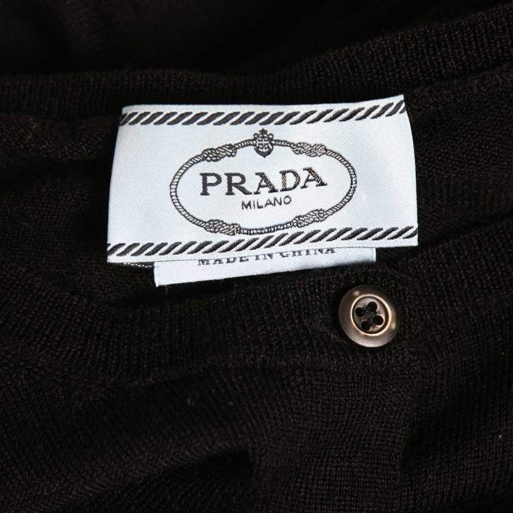 Pre Owned Prada Black Knit Button Front Sweater S