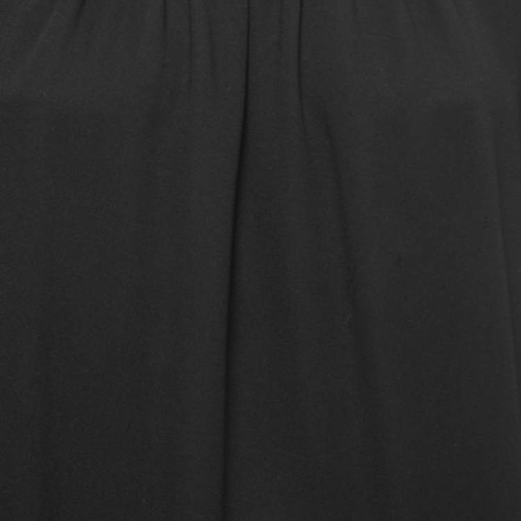 Pre Owned Prada Black Crepe Silk Long Sleeve Midi Dress S
