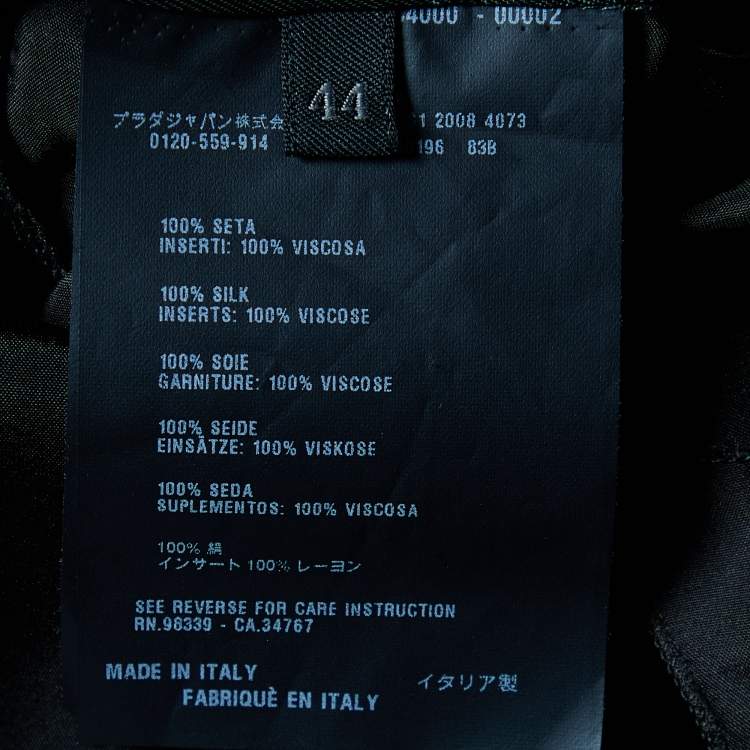 Pre Owned Prada Black Silk Contrast Detail Oversized Shift Dress M