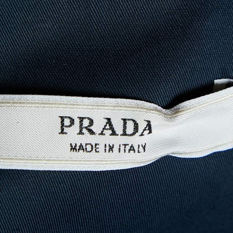Pre Owned Prada Navy Blue Gabardine Draped Detail Hook Front Jacket L