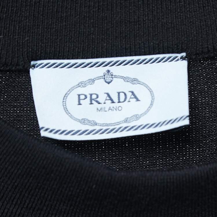 Pre Owned Prada Black Knit & Nylon Logo Patch Sweatshirt M