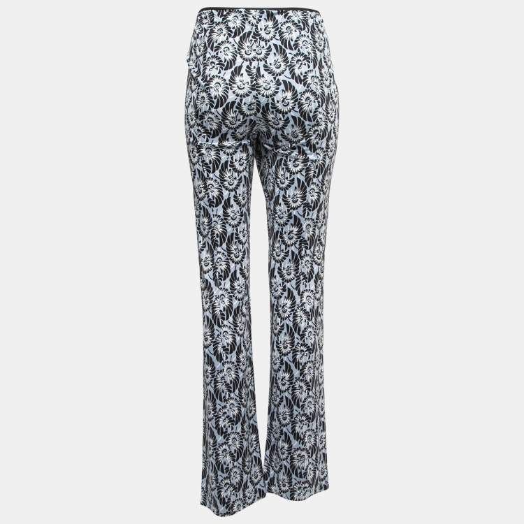 Pre Owned Prada Blue Printed Jersey Flared Pants L