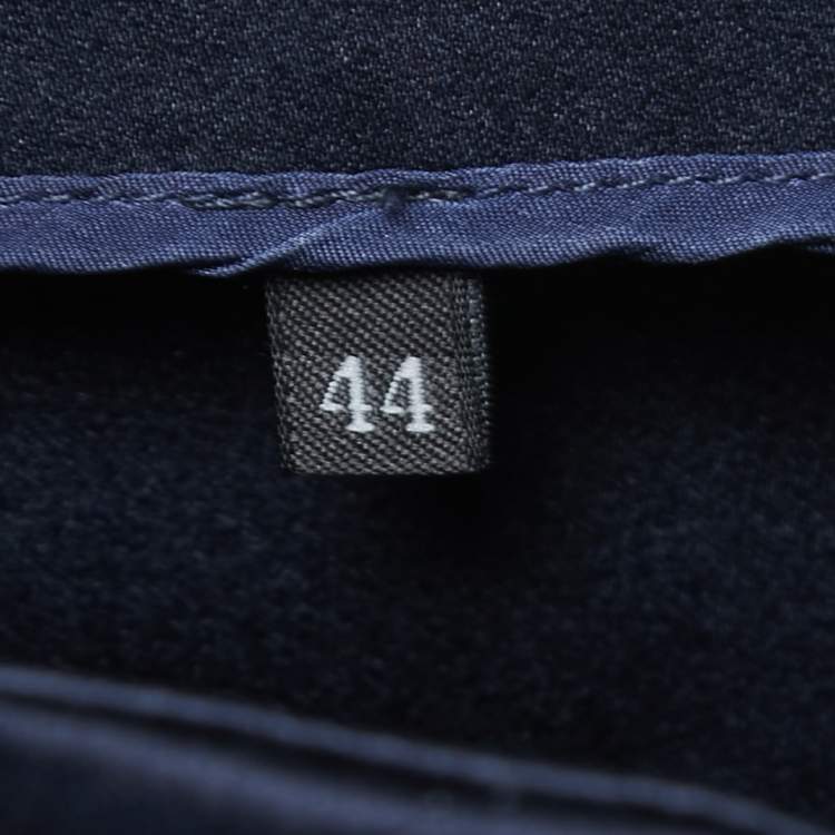 Pre Owned Prada Navy Blue Stretch Satin Tapered Pants M