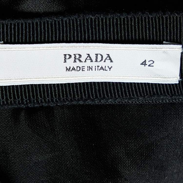 Pre Owned Prada Black Wool Crepe Cape Detail Mini Dress M