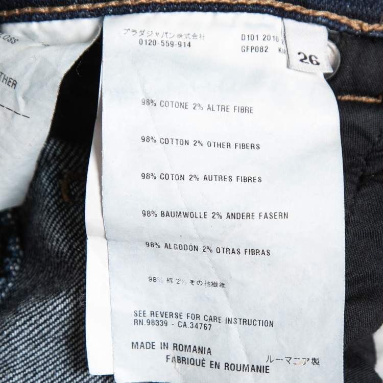 Pre Owned Prada Dark Blue Denim Skinny Jeans S Waist 26"