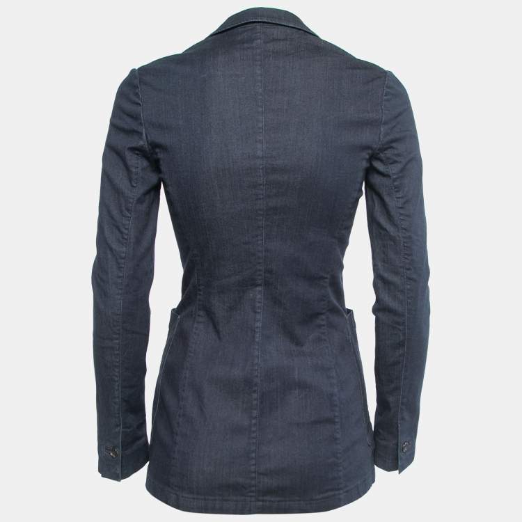 Pre Owned Prada Indigo Blue Stretch Chambray Blazer S