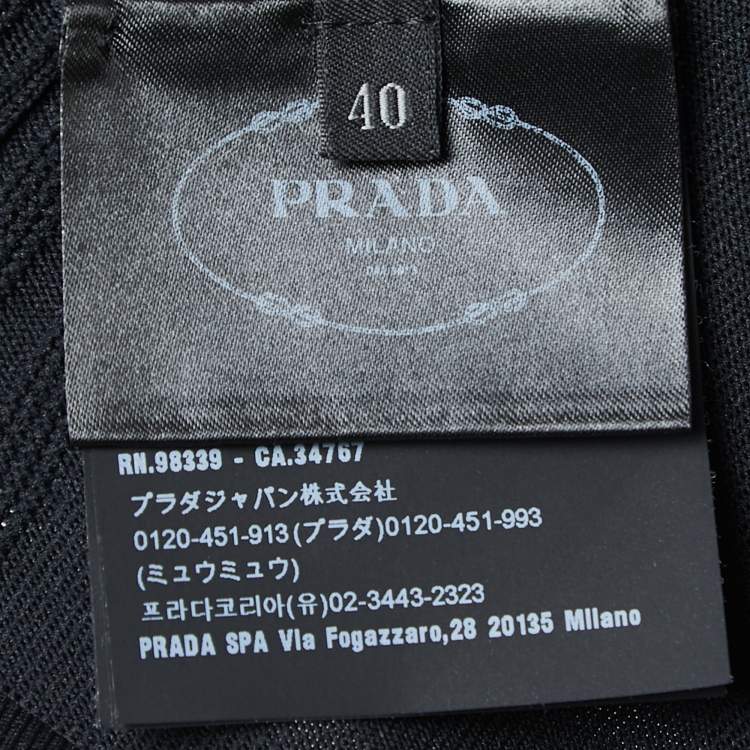 Pre Owned Prada Black Tech Rec Nylon Pique Sleeveless Cropped Top S