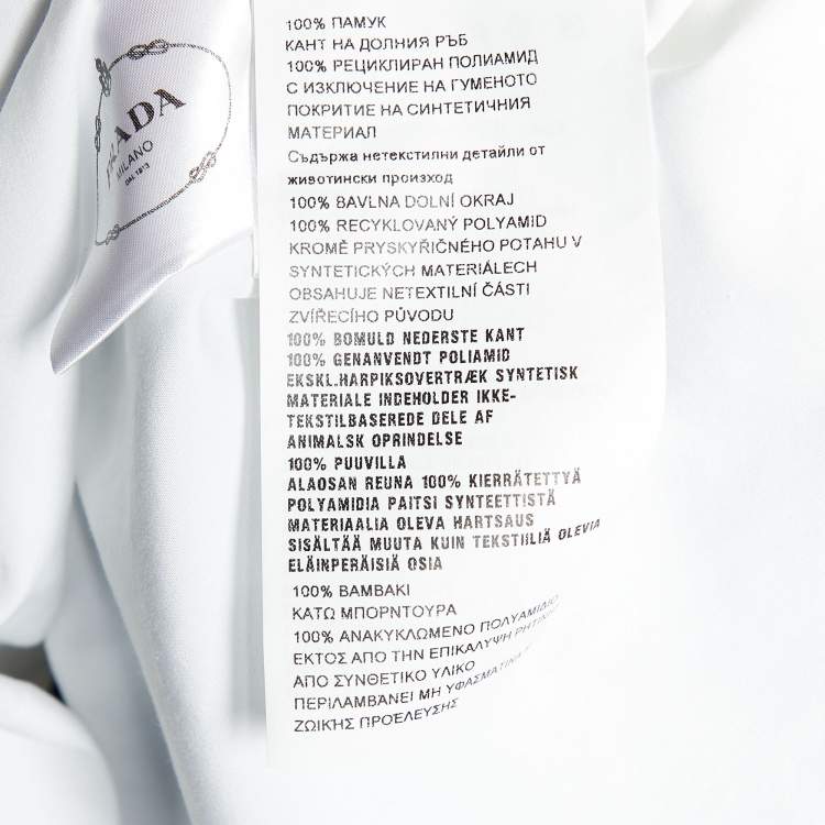 Pre Owned Prada White Cotton & Contrast Re-Nylon Long Oversized Shirt S