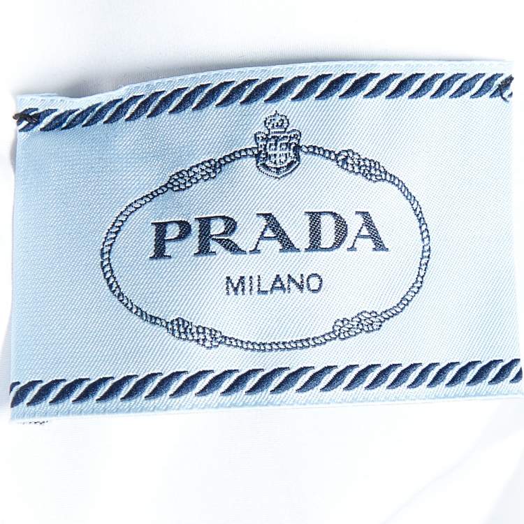 Pre Owned Prada White Cotton & Contrast Re-Nylon Long Oversized Shirt S