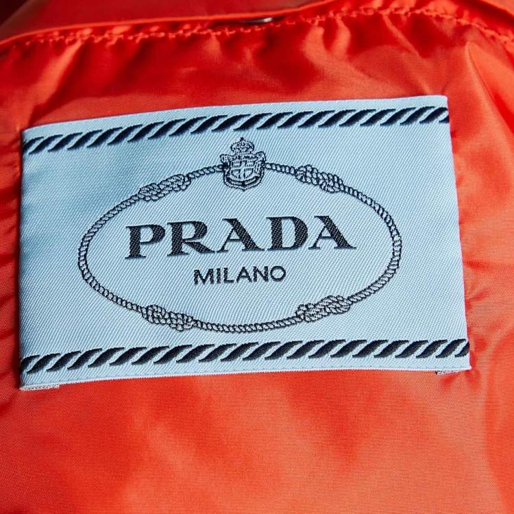 Pre Owned Prada Orange Synthetic Hooded Track Jacket & Pants S