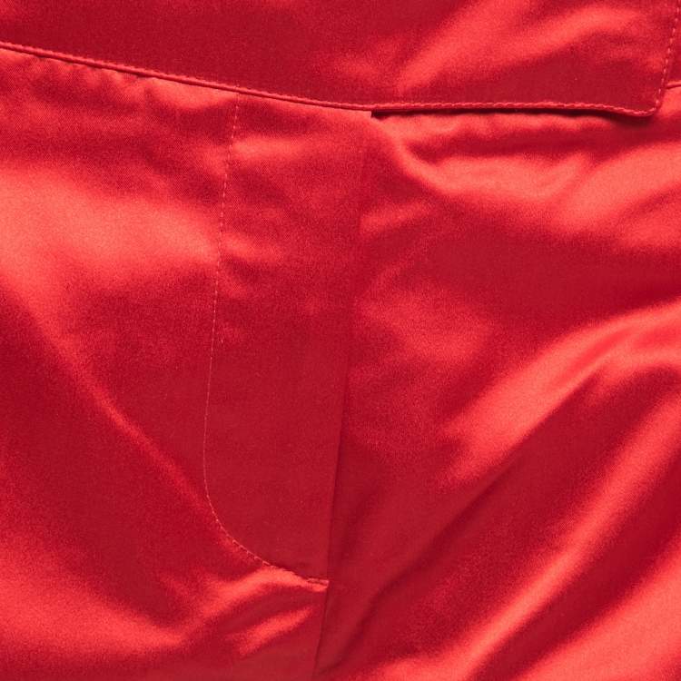 Pre Owned Prada Vintage Red Satin Silk Mini Shorts M