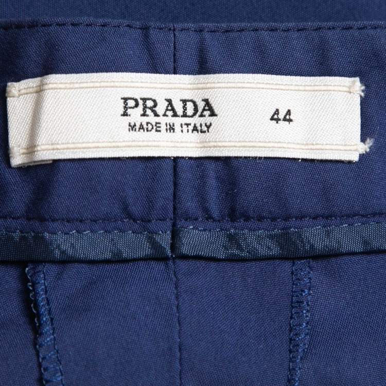 Pre Owned Prada Vintage Navy Blue Stretch Cotton Mini Shorts M