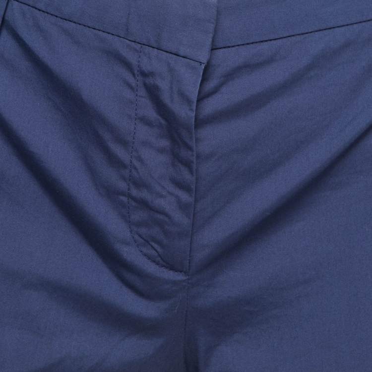 Pre Owned Prada Vintage Navy Blue Stretch Cotton Mini Shorts M
