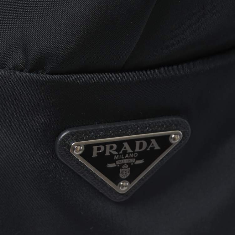 Pre Owned Prada Black Nylon Zip Front Gabardine Bralette Top M